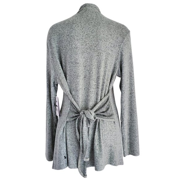 Marika NWT Soft Long Open Cardigan Tie Waist Yoga Wrap Heather Seafoam Green L - Picture 4 of 15